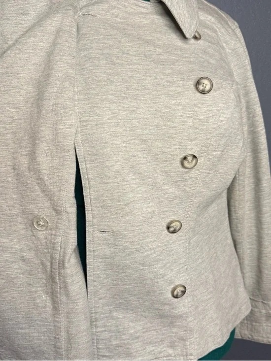 Cabi XL Women’s Double-Breasted Light Gray Jacket Military Style Jacket Soft - Picture 14 of 15